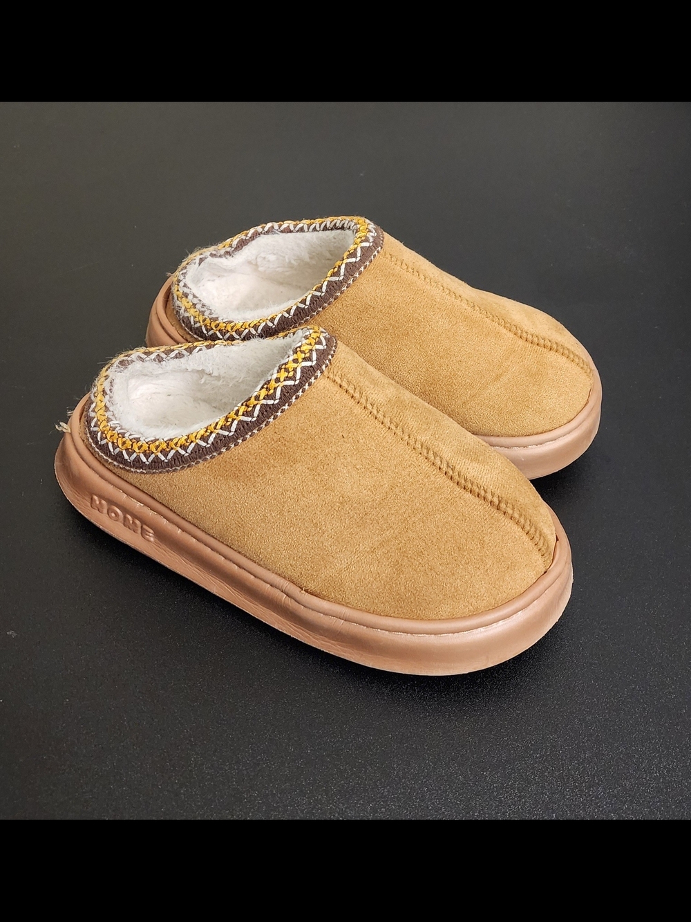 Cozy Tan Faux-Suede Slip-On Clogs with Fleece Lining
